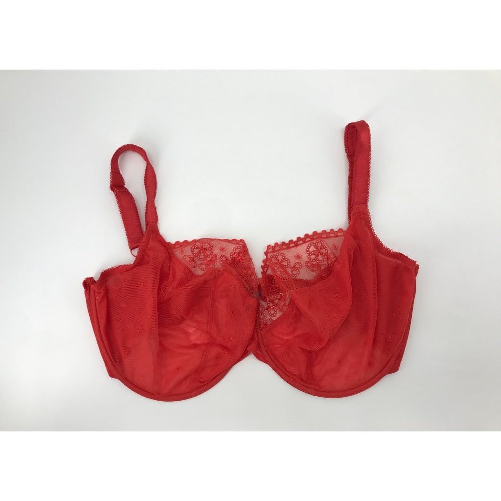Cleo Panache Lucy Lace Red Balconette Bra Unlined 36L